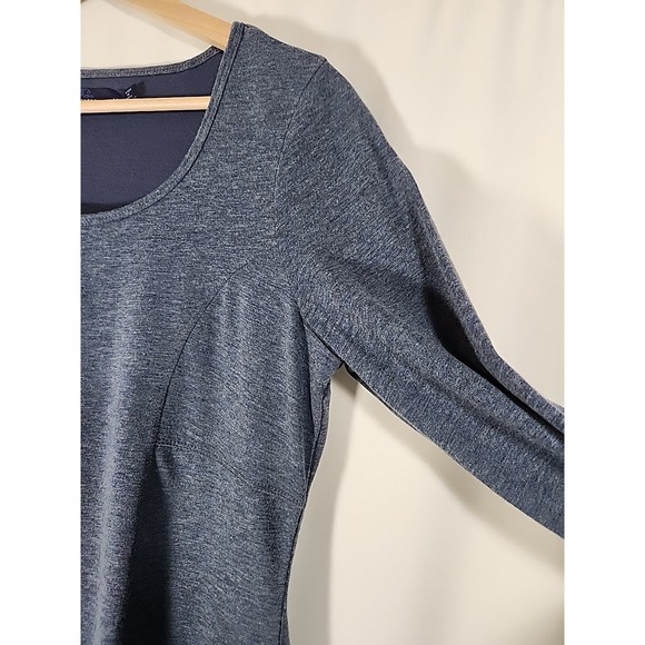 PRANA‎ Soskia Heathered Blue 3/4 Sleeve Wool Knit Midi Dress Pockets Womens M - Picture 4 of 16